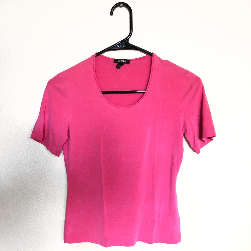 ESCADA Pink Round-Neck Silk Blouse